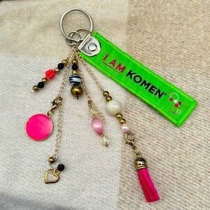 Keychain hand made Cancer pink